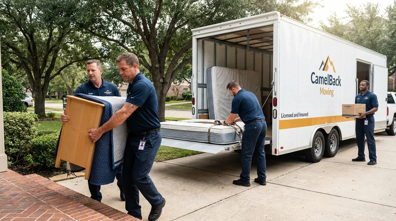 Crew loading residential truck for cross-state move from Gladstone, OR